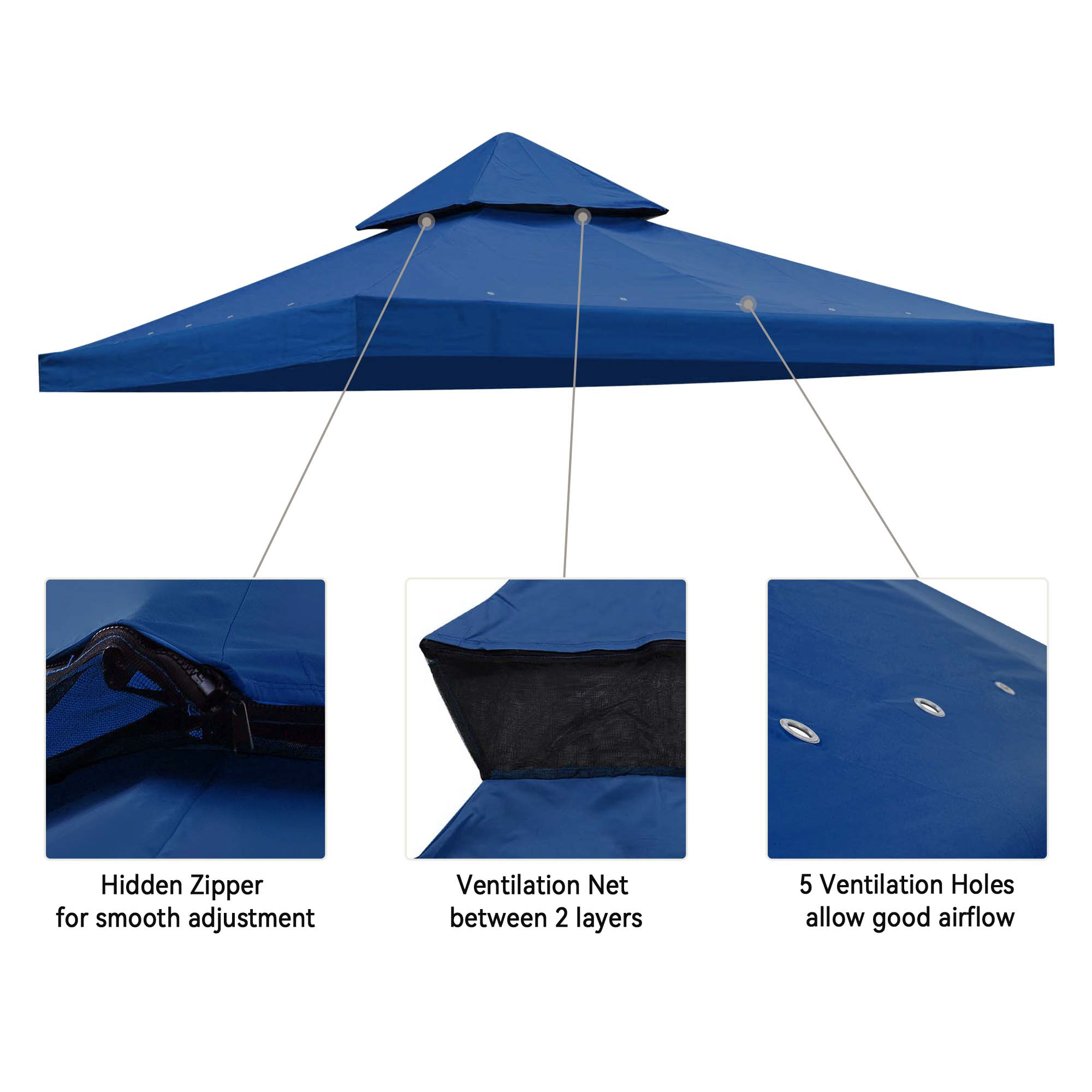 8'x8' 2 Tier Gazebo Top Canopy Replacement 200g Outdoor Backyard Patio Cover Opt - Picture 29 of 36