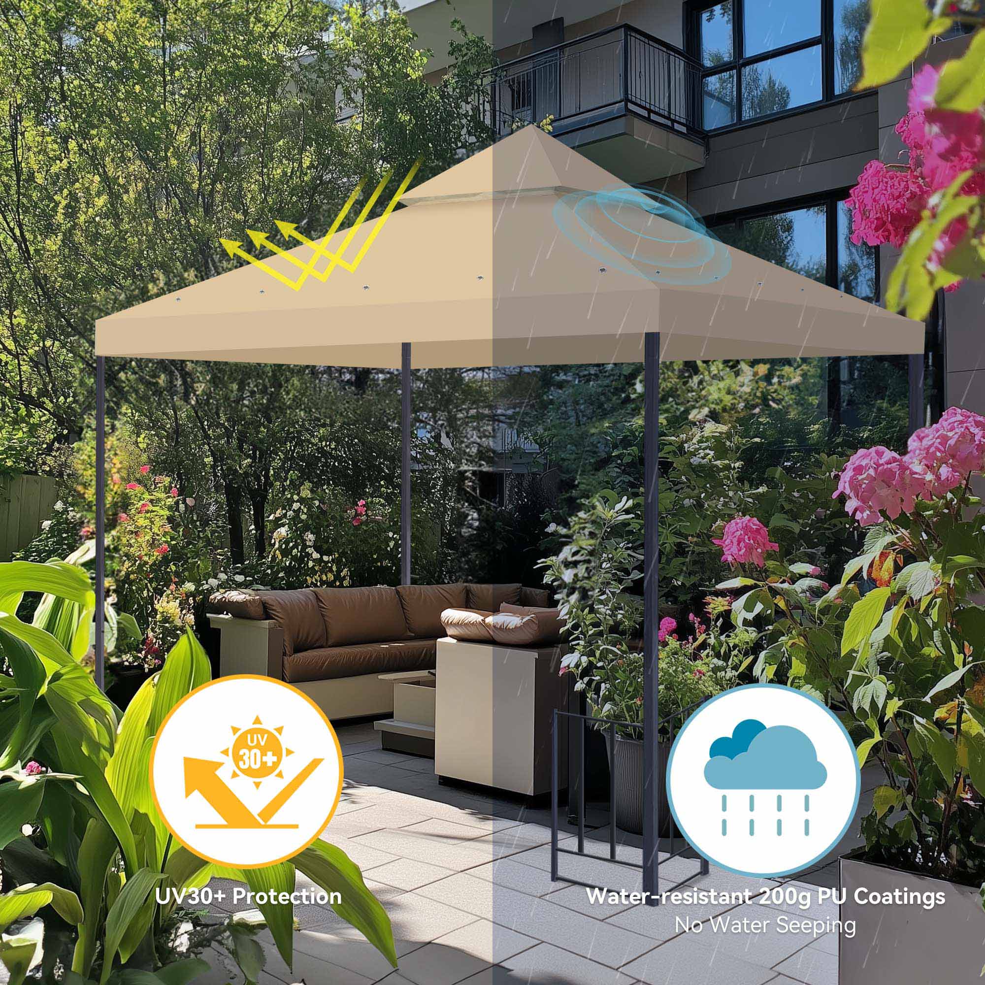 8'x8' 2 Tier Gazebo Top Canopy Replacement 200g Outdoor Backyard Patio Cover Opt - Picture 4 of 36