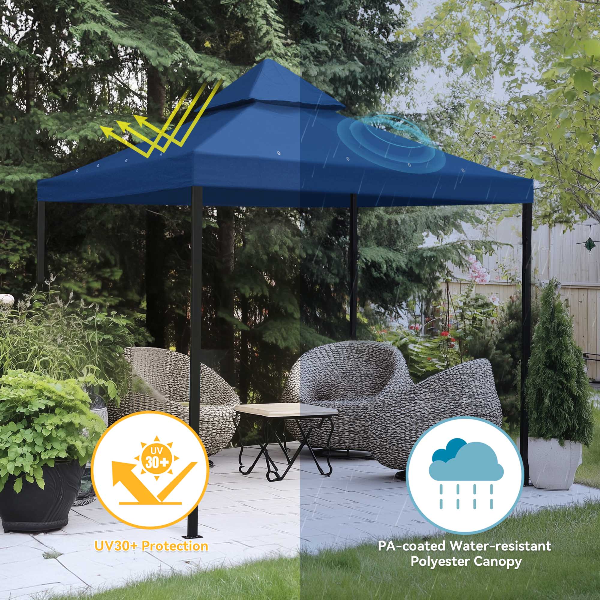 8'x8' 2 Tier Gazebo Top Canopy Replacement 200g Outdoor Backyard Patio Cover Opt - Picture 30 of 36