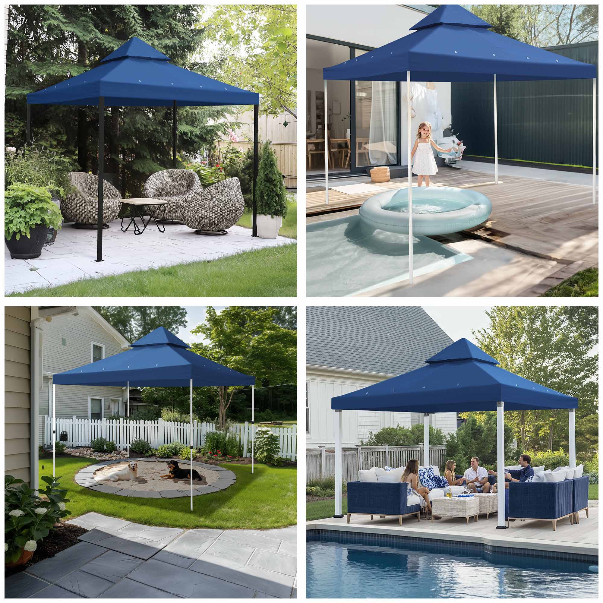 8'x8' 2 Tier Gazebo Top Canopy Replacement 200g Outdoor Backyard Patio Cover Opt - Picture 28 of 36