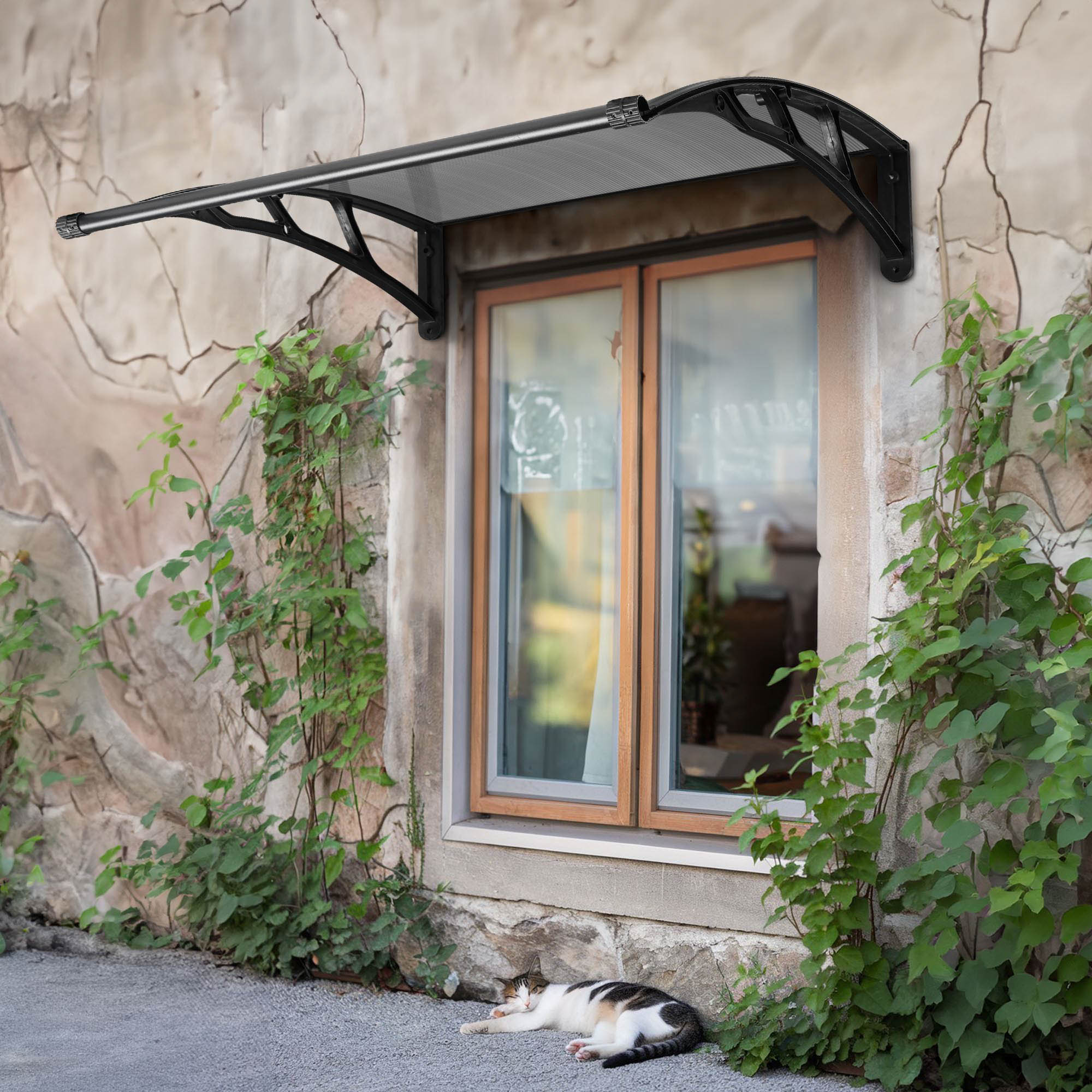 DIY 40" X 30" Outdoor ABS Window Awning Front Door Canopy