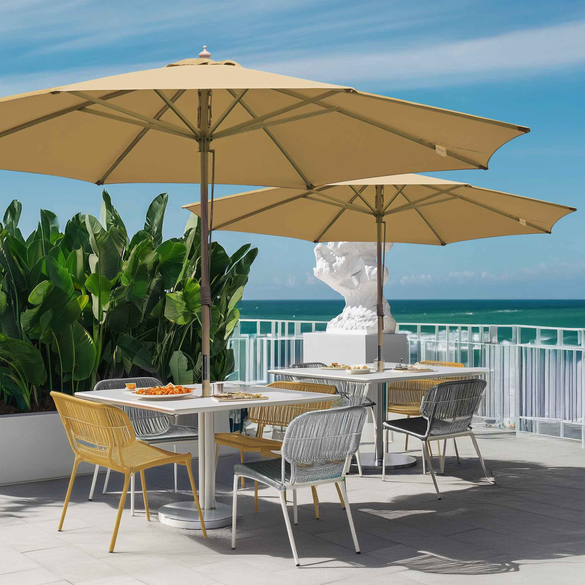9' 13' Outdoor Patio Wood Umbrella Wooden Pole Market Beach Garden Sun Shade - Picture 23 of 67