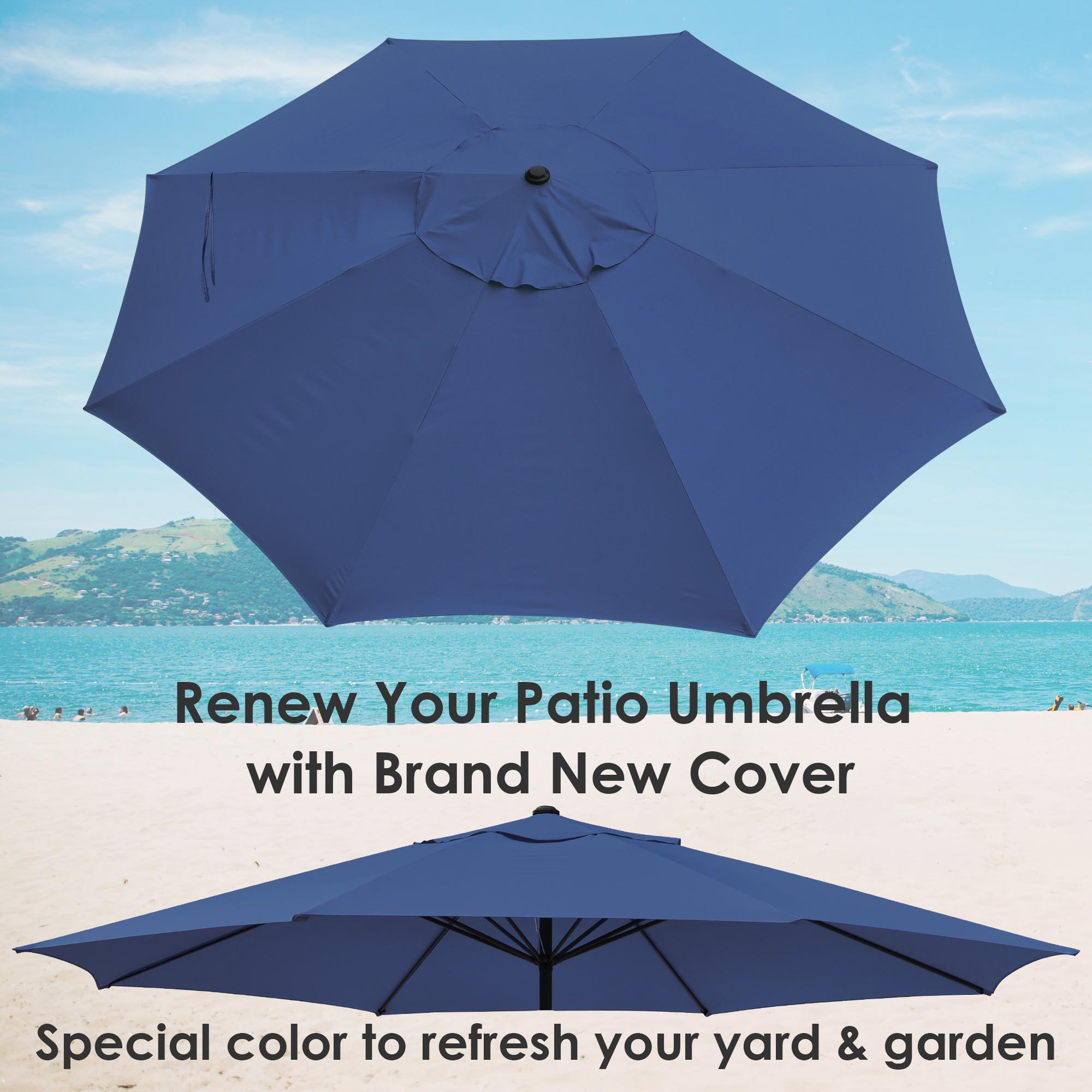 13 Ft Patio Umbrella Replacement Canopy Market Outdoor Beach Poolside Top Cover - Picture 20 of 36