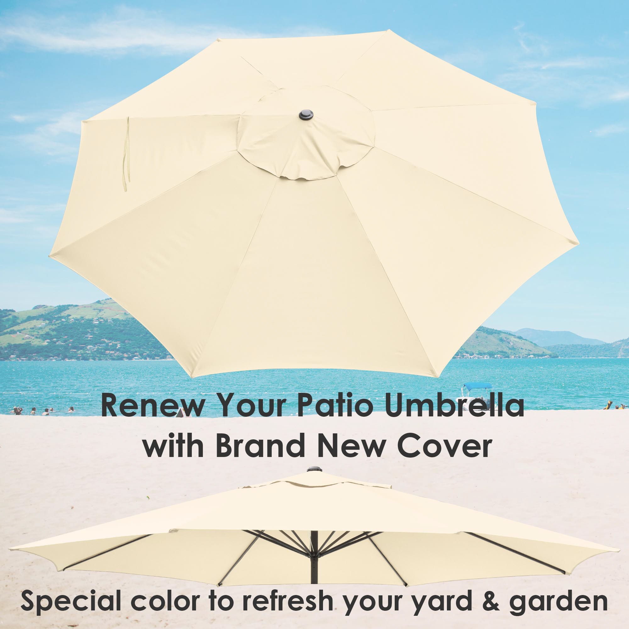 8'/9'/10'/13'/14" Umbrella Replacement Canopy Outdoor Patio Top Cover Only Opt - Picture 31 of 57