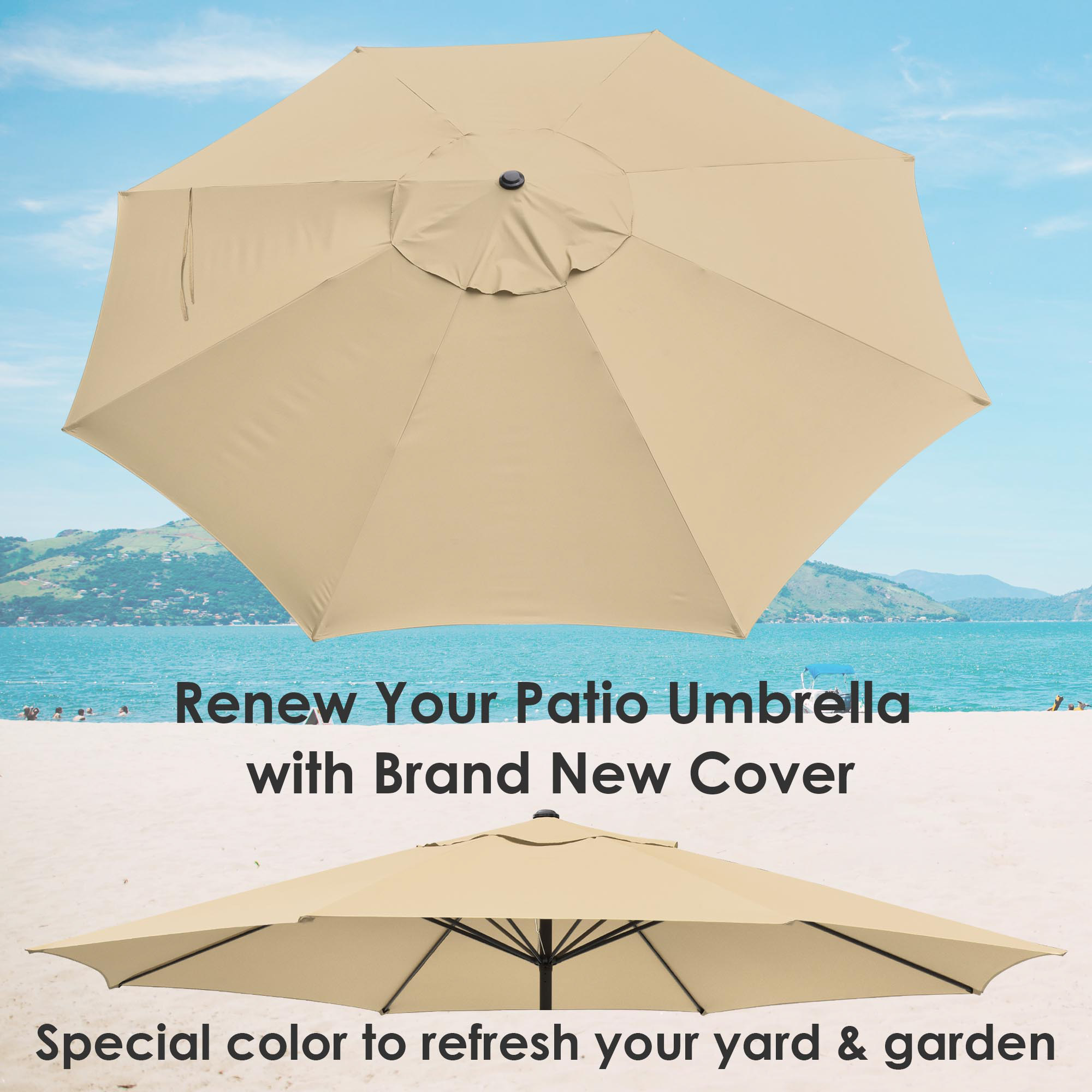 13 Ft Patio Umbrella Replacement Canopy Market Outdoor Beach Poolside Top Cover - Picture 9 of 36